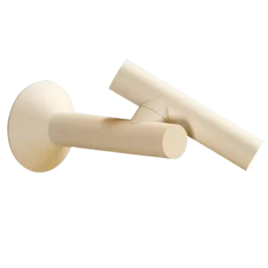 Darc — Un manchon de raccordement en plastique beige, composé d'une extrémité circulaire large et d'une section cylindrique étroite, utilisé pour reli
