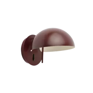 Darc — Un porte-bouteille mural en forme de demi-sphère rouge et blanc, fixé sur un support circulaire noir, avec une ouverture centrale pour insérer