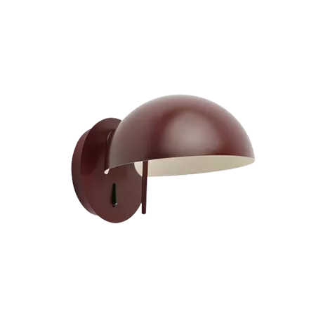 Darc — Un porte-bouteille mural en forme de demi-sphère rouge et blanc, fixé sur un support circulaire noir, avec une ouverture centrale pour insérer