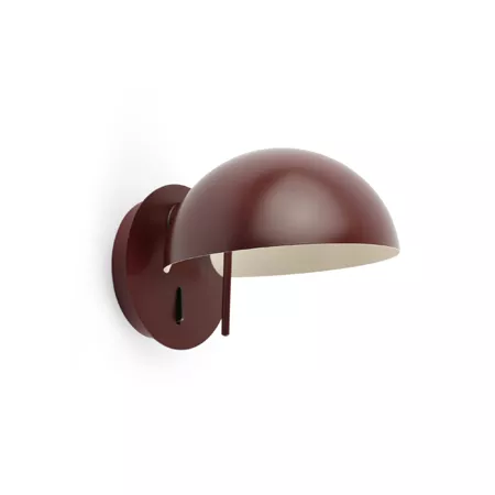 Darc — Applique murale en forme de demi-sphère marron avec un intérieur blanc, fixée sur un support métallique circulaire, style épuré et contemporain