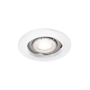 Darc — Une applique encastrée de forme ovale avec un cadre blanc et une lumière douce émanant d’un diffuseur central en verre dépoli.