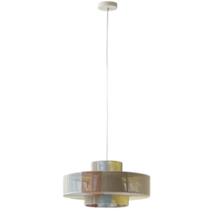 Darc — Applique suspendue au design épuré, composée d’un abat-jour en verre teinté aux reflets dorés et d’une structure métallique blanche, fixée par