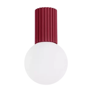 Darc — Applique murale en forme de cercle blanc pixelisé surmontée d’un cylindre rouge strié, évoquant un design rétro-futuriste et lumineux