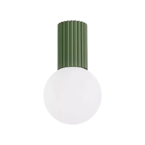 Darc — Applique murale en forme de cercle avec une base blanche et des LED vertes disposées en spirale vers le haut, créant un effet lumineux élégant.