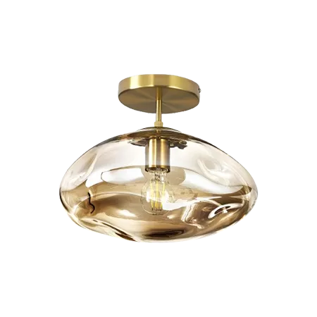 Darc — Applique murale suspendue en verre soufflé doré avec une base dorée et une ampoule visible à l'intérieur, design élégant et contemporain.